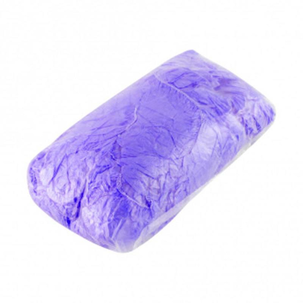 Бахилы одноразовые полиэтиленовые стандартной плотности 21 мкм  фиолетовые (2,1 г, 50 пар в упаковке)