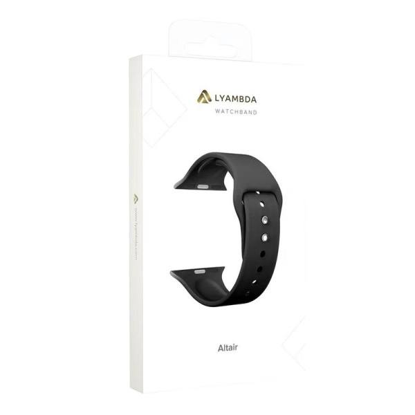 Ремешок Lyambda Altair для Apple Watch 42/44/45 мм черный силиконовый  (DS-APS08-44-BK)