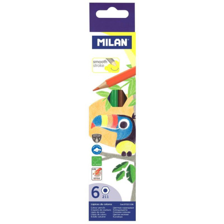 Карандаши цветные Milan 6 цветов шестигранные