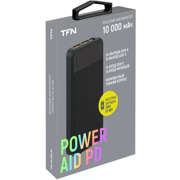 Внешний аккумулятор (power bank) TFN Power Aid 10 PD 10000 мАч  TFN-PB-288-BK