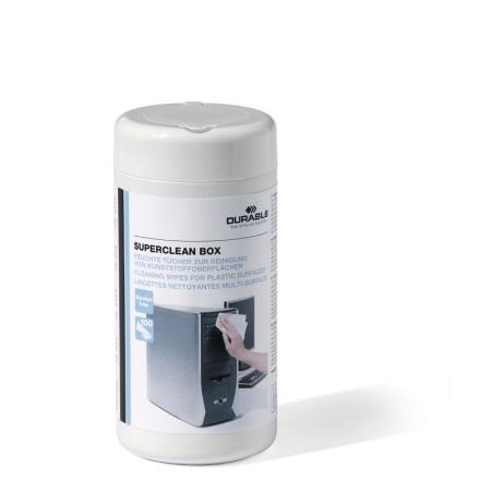 Салфетки Durable Superclean Box в тубе для пластика, 100 шт., вискоза Салфетки Durable Superclean Box в тубе для пластика, 100 шт., вискоза