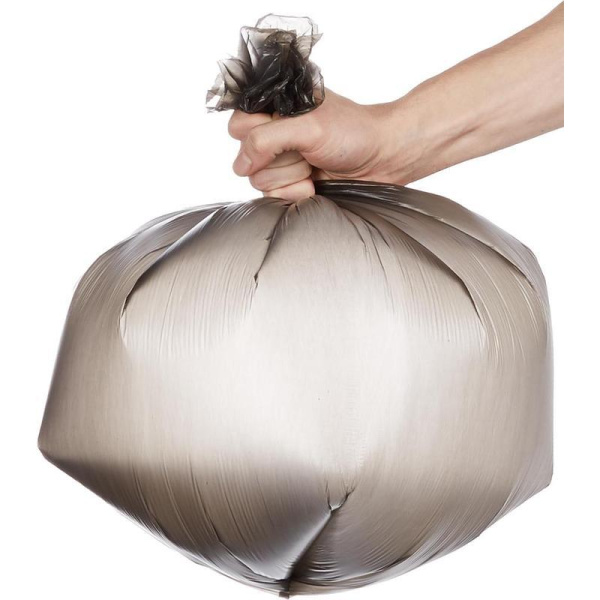 Мешки для мусора на 30 л черные с оттенком металлик (ПНД, 10 мкм, в рулоне 25 шт, 50х60 см)