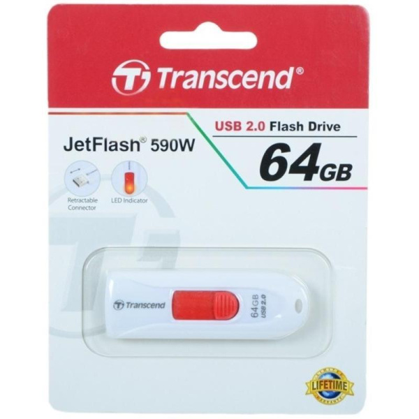 Флеш-память USB 2.0 64 Гб Transcend JetFlash 590  (TS64GJF590W)