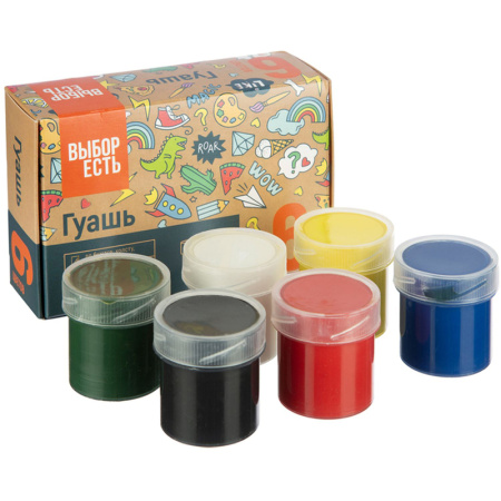 Гуашь Выбор есть 6 цветов по 20 мл