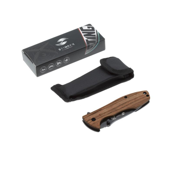 Нож складной Stinger 80 мм нержавеющая сталь/дерево (коричневый)