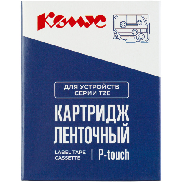 Картридж Комус TZE-435 для принтера этикеток Brother (12 мм х 8 м, цвет  ленты красный, шрифт белый)