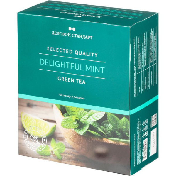 Чай Деловой Стандарт Delightful mint зеленый 100 пакетиков
