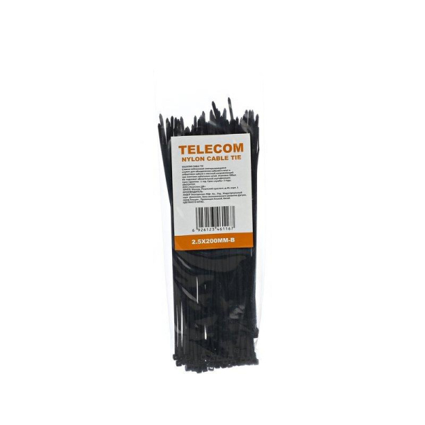 Стяжка Telecom 200x2.5 мм черная 100 штук в упаковке (TIE2.5X200MM-B)