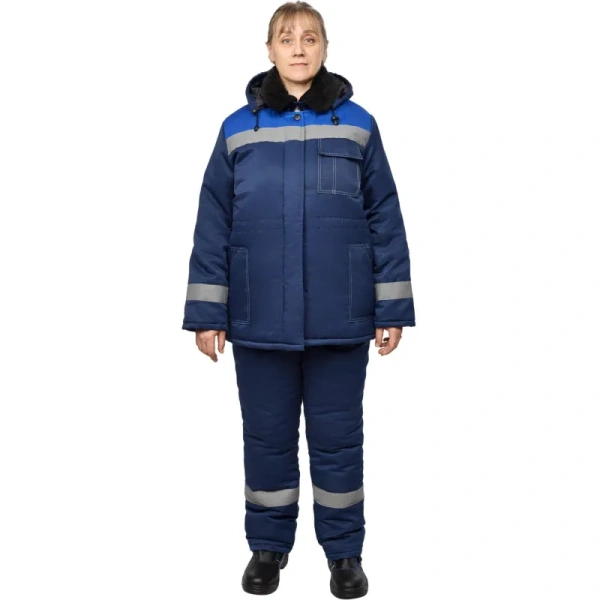 Куртка рабочая зимняя женская з32-КУ с СОП синяя/васильковая из ткани  грета (размер 44-46, рост 158-164)