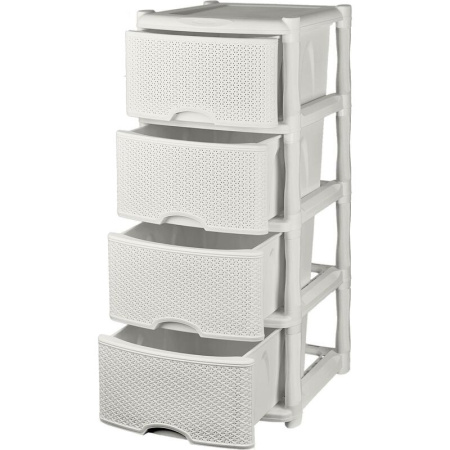 Комод Keeplex Rattan четырехсекционный (белое облако, 480х410х945 мм)