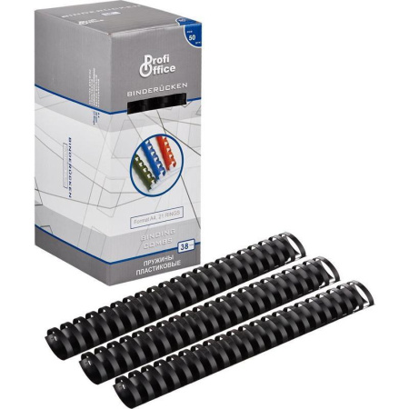 Пружины пластиковые ProfiOffice (А4, диаметр 38 мм, от 280 до 340 листов, черные, 50 штук в упаковке)