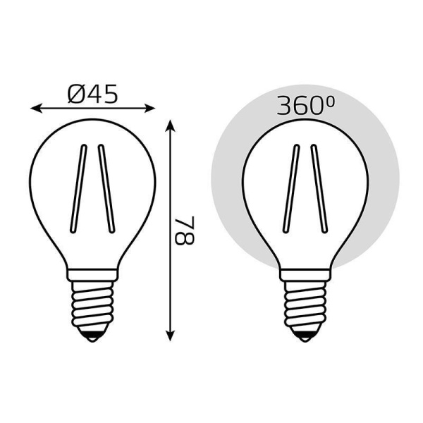 Лампа светодиодная Gauss Filament G 5Вт E14 2700К 420Лм 265В 105801105