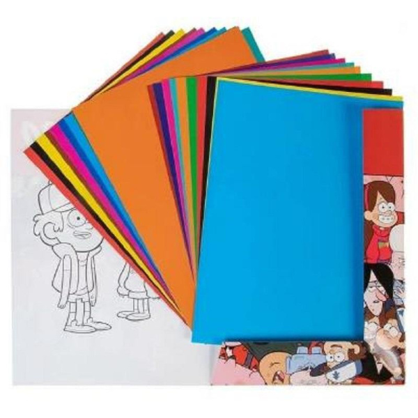 Набор цветного картона и бумаги Hatber (А4, 20 листов, 10 цветов,  лакированный, мелованная)