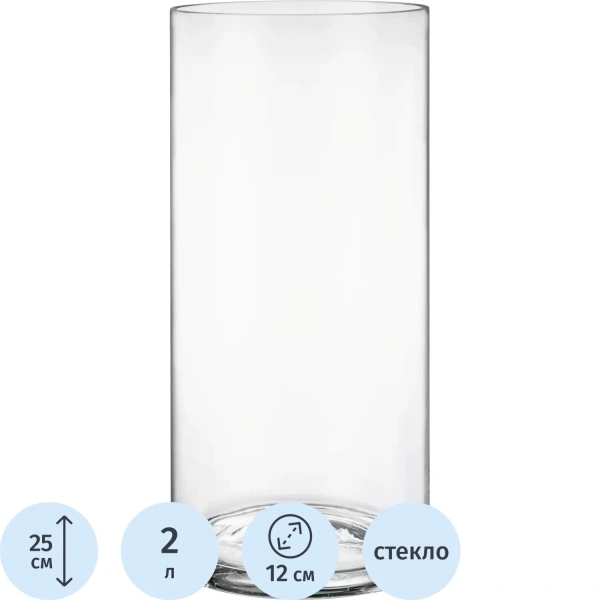 Ваза для цветов Muza Cylinder прозрачная (высота 25 см)
