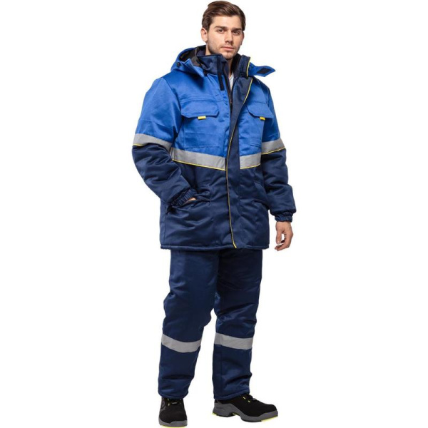 Куртка рабочая зимняя мужская з43-КУ с СОП васильковая/синяя (размер  44-46, рост 170-176)