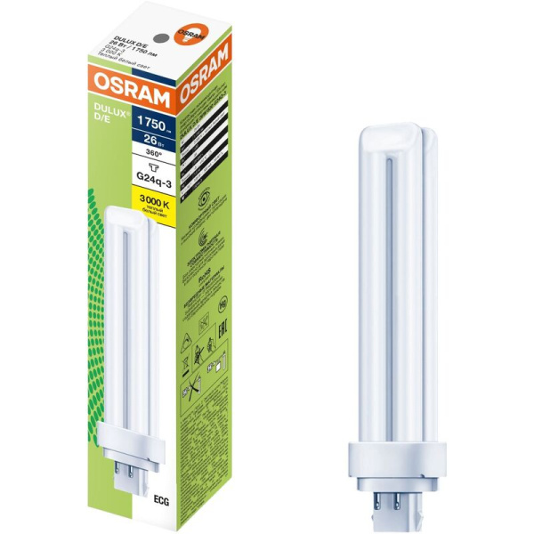 Лампа люминесцентная Osram 26 Вт G24q-3 D/E 3000 К 1800 Лм