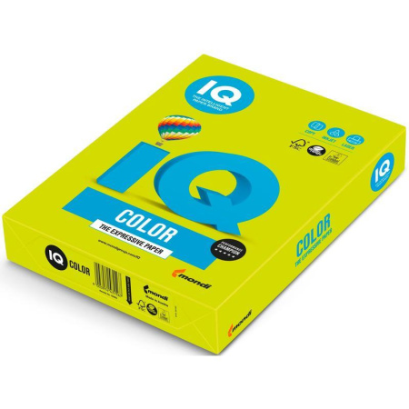 Бумага цветная IQ Color (А4, 80 г/кв.м, NEOGN-зеленый неон, 500 листов)