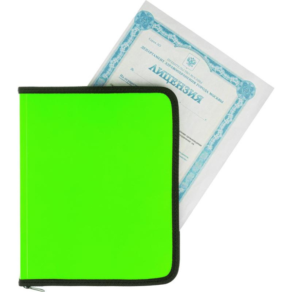 Папка-конверт на молнии Attache Neon A5 салатовая 700 мкм
