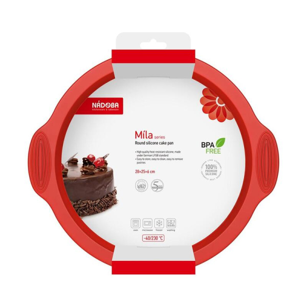 Форма для выпечки Nadoba Mila красная силиконовая 28x25 см