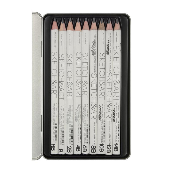 Набор карандашей чернографитных Bruno Visconti Sketch&Art Jumbo  HB-14B (9 штук в  упаковке)