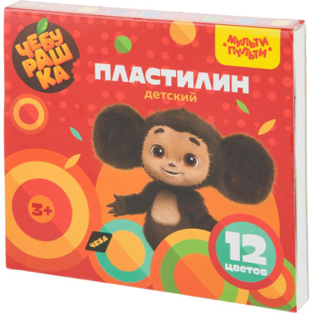 Пластилин классический Мульти-Пульти Чебурашка 12 цветов 180 г со стеком