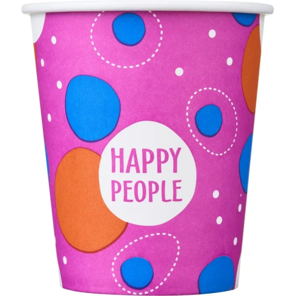 Стакан одноразовый бумажный Комус Happy People 250 мл (50 штук в  упаковке)