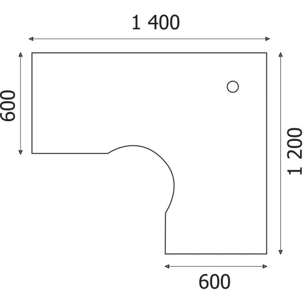 Стол эргономичный Easy One LT 22/16 правый (серый, 1400x600/1200x740 мм)