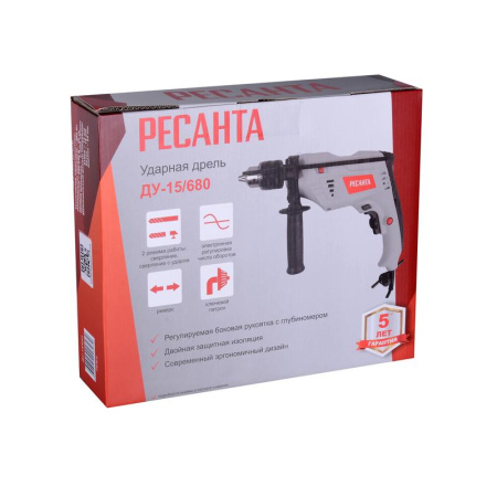 Дрель ударная Ресанта ДУ-15/680  (75/8/2)