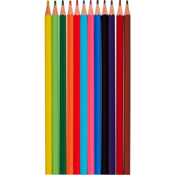 Карандаши цветные 12 цветов шестигранные (пластиковый корпус)