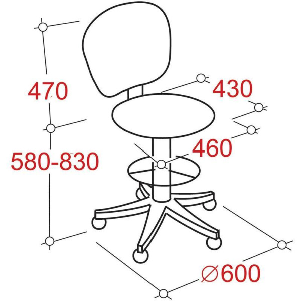Кресло кассира Regal с опорой для ног высокая база черное (ткань/пластик)
