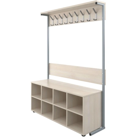 Вешалка односторонняя с тумбой для обуви (дуб шамони светлый,  1200х360х1600 мм)