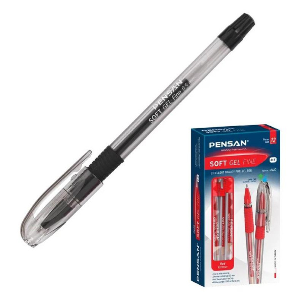 Ручка гелевая неавтоматическая Pensan Soft Gel Fine черная (толщина  линии 0.3 мм)