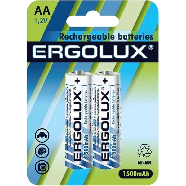 Аккумулятор AA 1500 мАч Ergolux 2 штуки в упаковке Ni-Mh (12975)