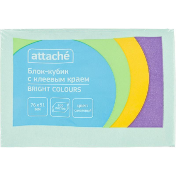 Стикеры Attache Bright colours 76х51 мм пастельные салатовые (1 блок,100  листов)