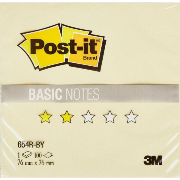 Стикеры клейкие Post-it Basic канареечный желтый 76х76 мм 100л