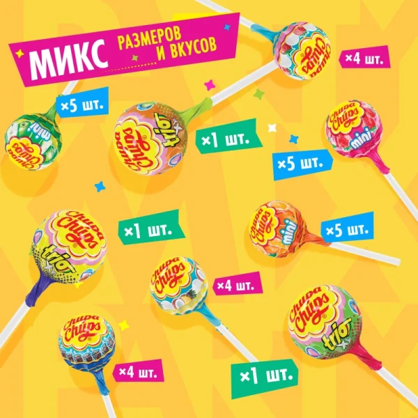 Карамель Chupa Chups Party Pack ассорти 321 г