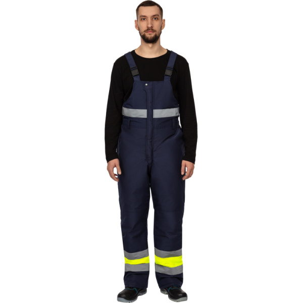 Полукомбинезон рабочий зимний мужской зс04-ПК с СОП флуоресцентный  жёлтый/синий (размер 44-46, рост 170-176)