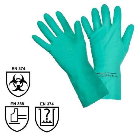 Перчатки латексные Vileda Professional Многоцелевые повышенная прочность зеленые (размер 8.5-9, L, артикул производителя 100757)