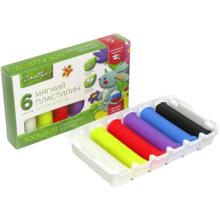 Пластилин восковой Глобус 6 цветов 90 г