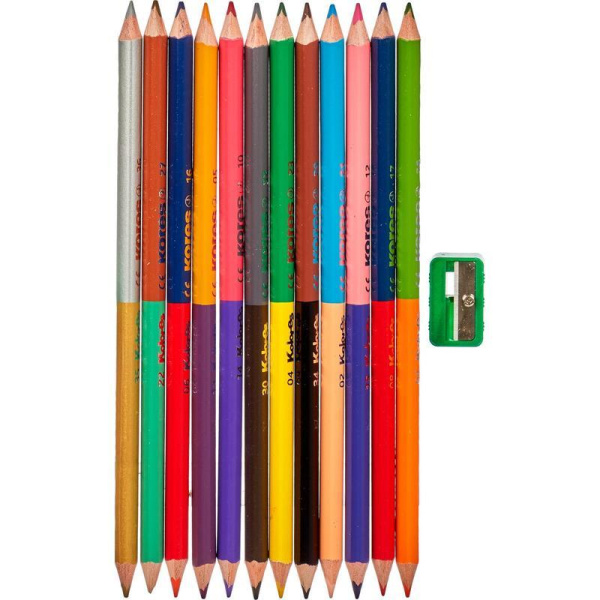 Карандаши цветные Kores, 24 цвета, с точилкой
