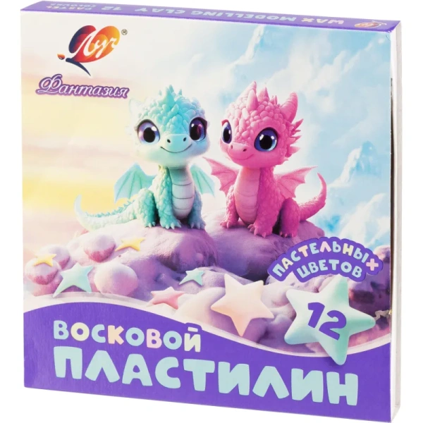 Пластилин восковой Луч Фантазия пастельный 12 цветов 180 г