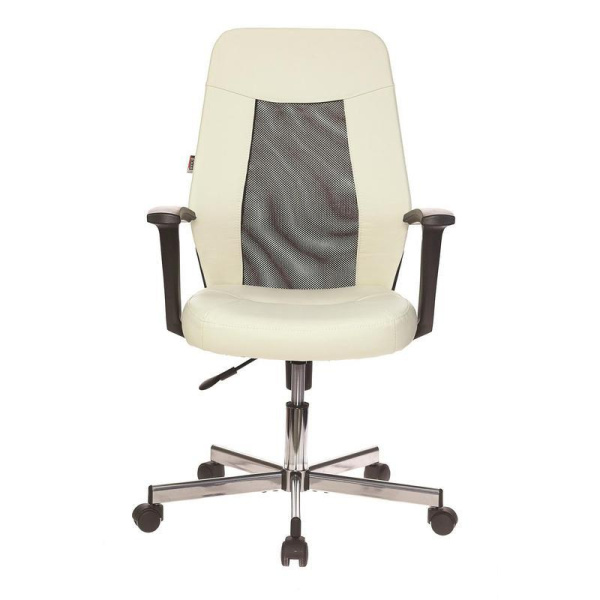 Кресло офисное Easy Chair 225 бежевое/черное (искусственная кожа/сетка, металл)