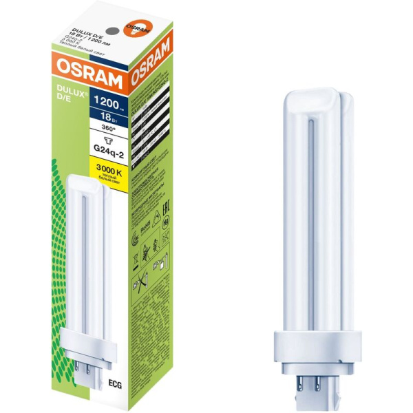 Лампа люминесцентная Osram 18 Вт G24q-2 D/E 3000 К 1200 Лм