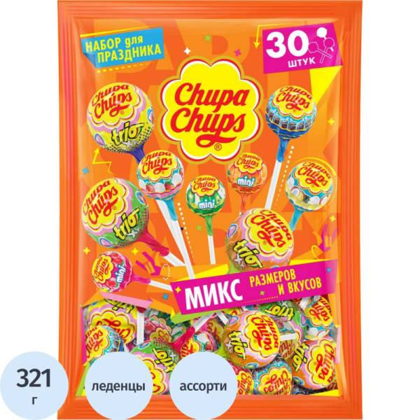 Карамель Chupa Chups Party Pack ассорти 321 г