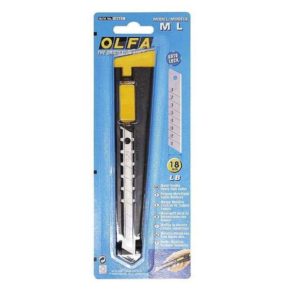 Нож универсальный Olfa OL-ML c металлическим корпусом и автофиксатором  (ширина лезвия 18 мм)