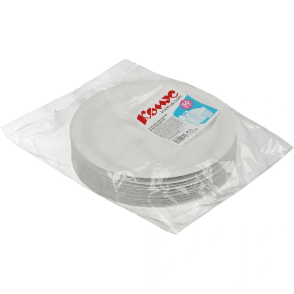 Тарелка одноразовая бумажная 180 мм белая 50 штук в упаковке Комус Эконом Тарелка одноразовая бумажная 180 мм белая 50 штук в упаковке Комус Эконом