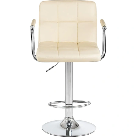Стул барный Dobrin Kruger arm кремовый/хромированный (искусственная  кожа/металл)