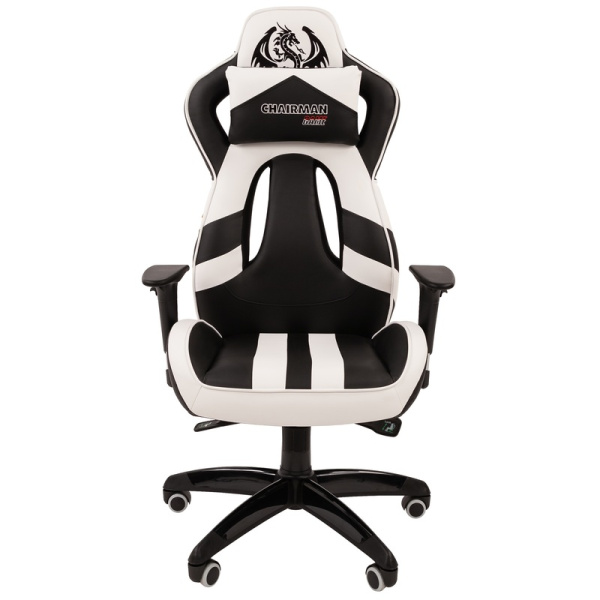 Кресло игровое Chairman Game 25 белое/черное (искусственная кожа, пластик)