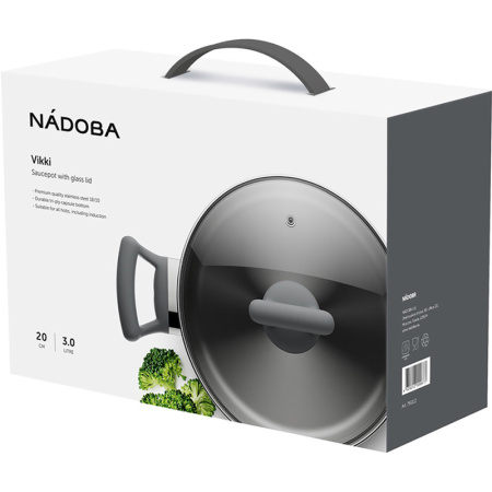 Кастрюля Nadoba Vikki 3 л нержавеющая сталь с крышкой