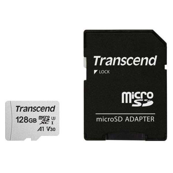 Карта памяти 128 ГБ micro SDXC Transcend TS128GUSD300S-A Class 10 UHS-I U3